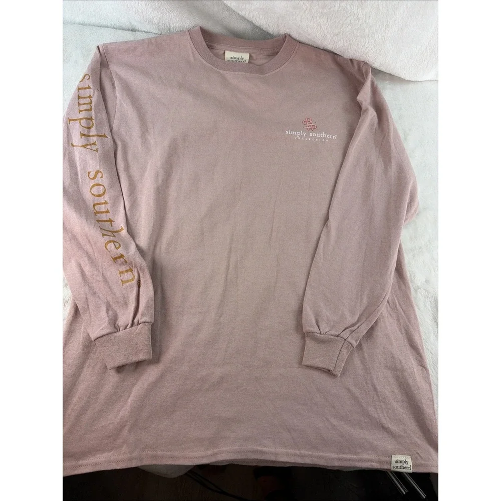 NWT Simply Southern Fancy Like Milkshake Long Sleeve Tee Pink Youth Large